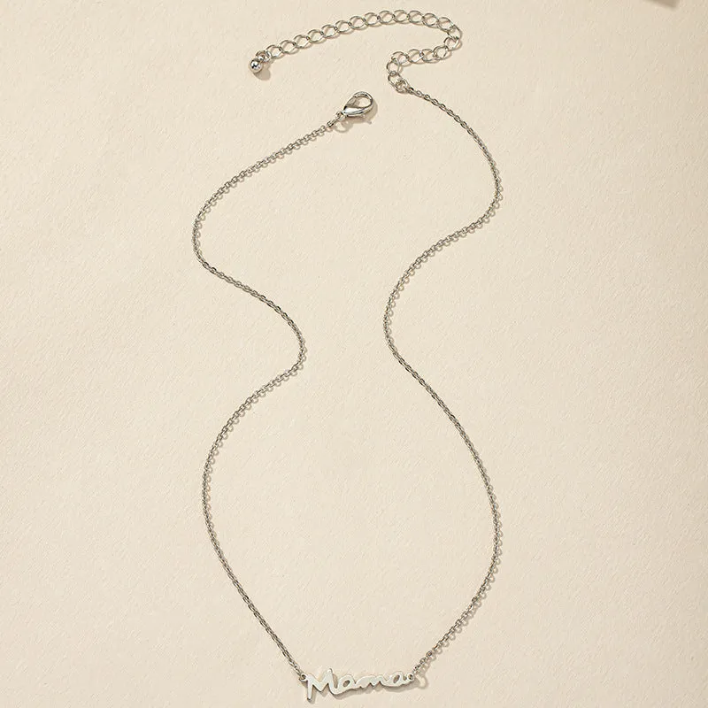Mama Necklace with Letter Collarbone Chain: Trendy Minimalist Design from Europe and America