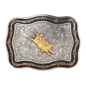 M&F Bull Rider Motif Buckle Black/Gold