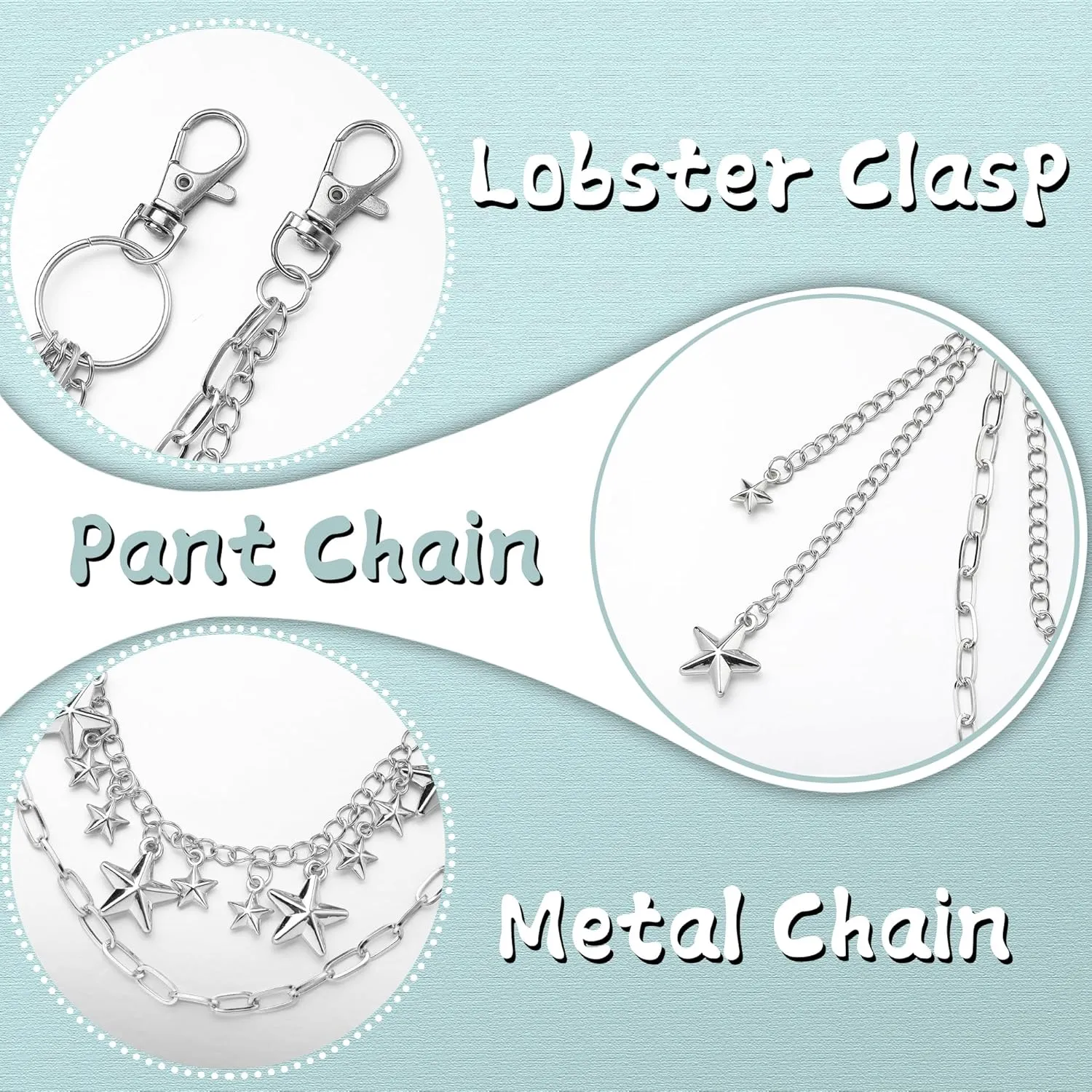 Manfnee Pants Chain for Men Women Punk Rock Jean Chain Wallet Chain Heavy Duty Belt Chains Hip Hop