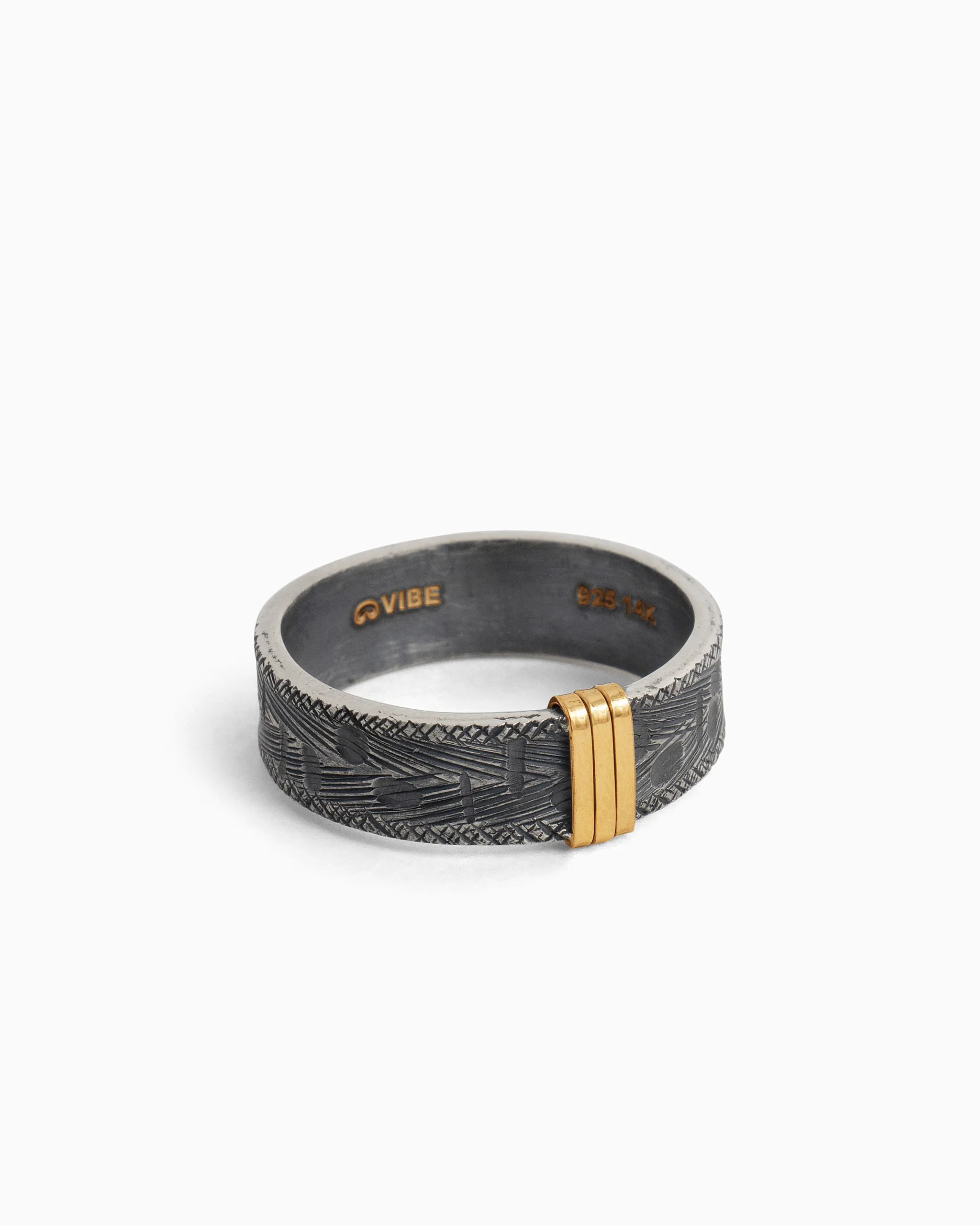 Marine Texture Ring with Gold Wraps