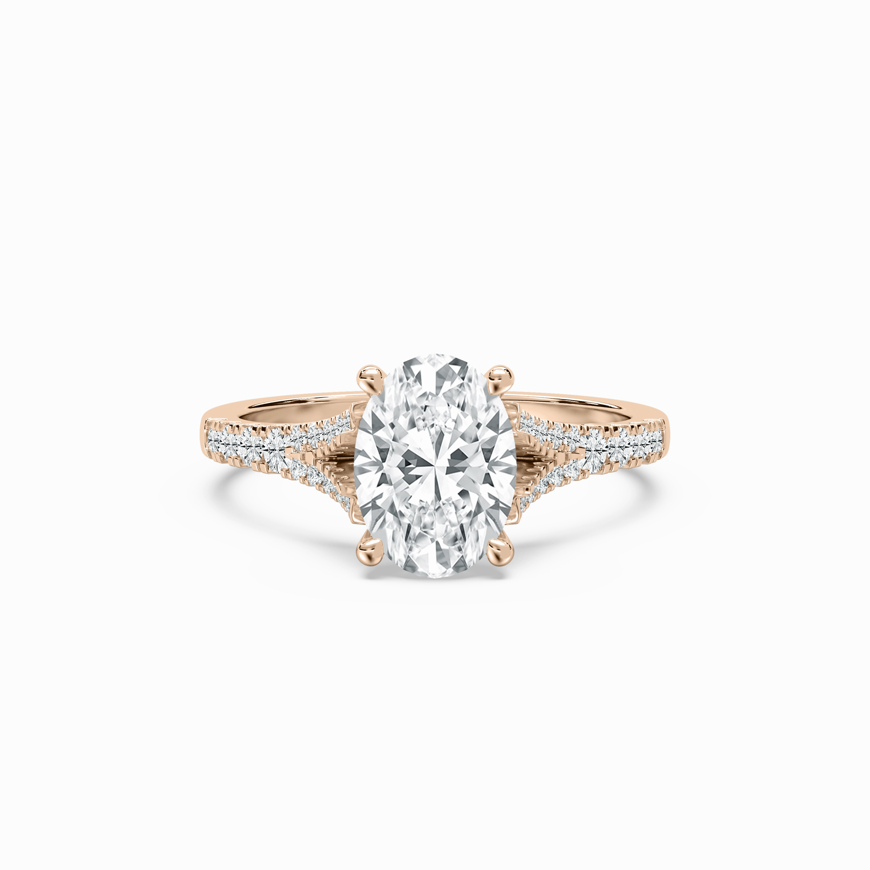 Maris 2 1?? ctw Oval Lab Grown Diamond Raised V Split Shank Side Stone Engagement Ring Mountain Ready
