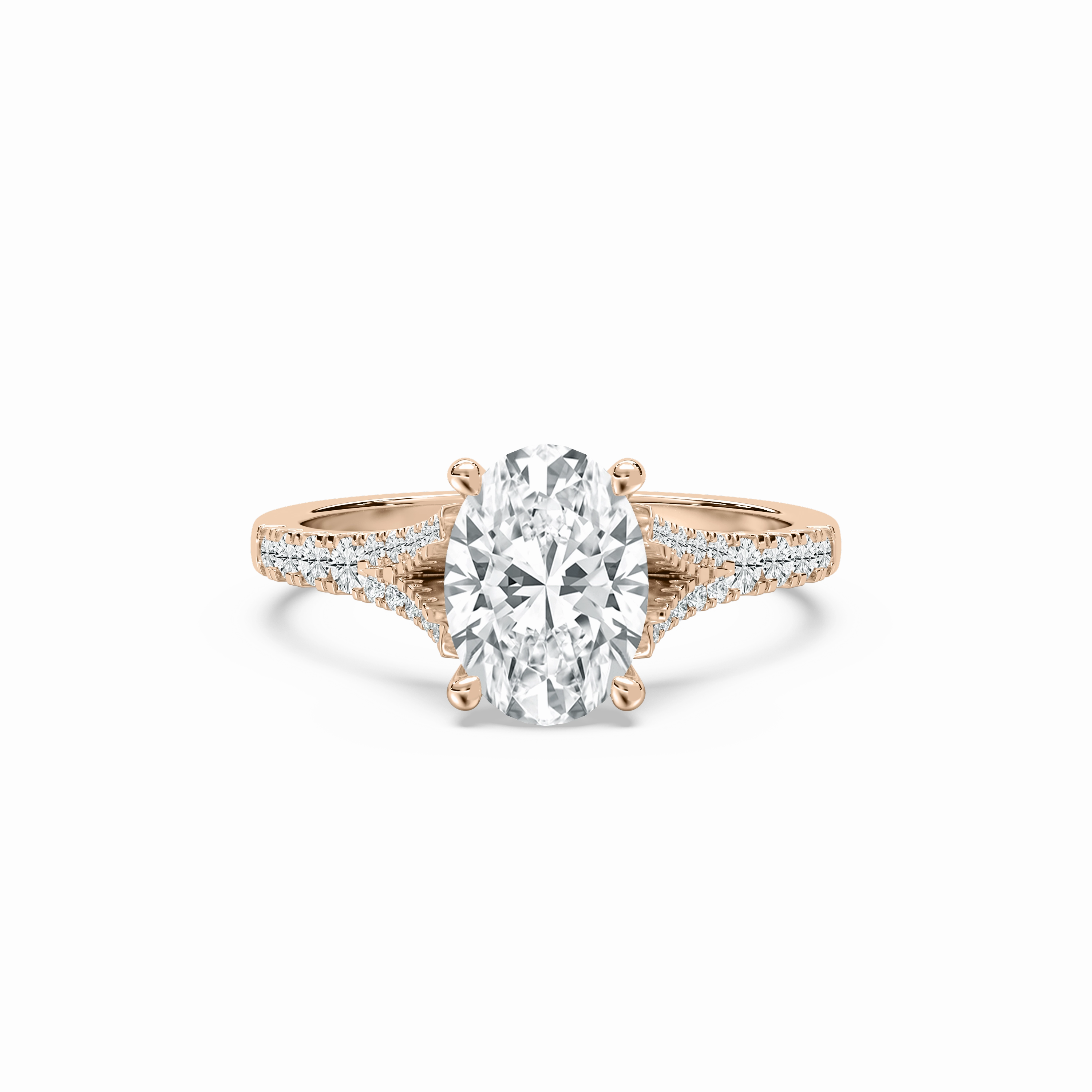 Lightweight Work Smart Look Maris 2 1?? ctw Oval Lab Grown Diamond Raised V Split Shank Side Stone Engagement Ring