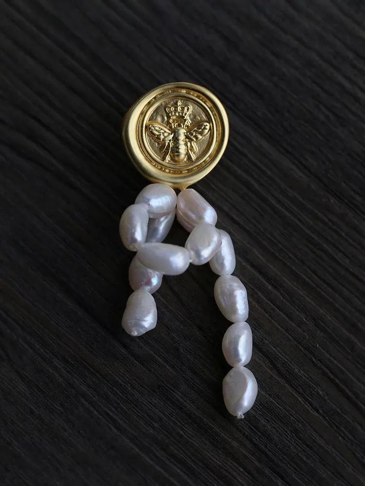 Matte Embossed Bee Badge Brooch