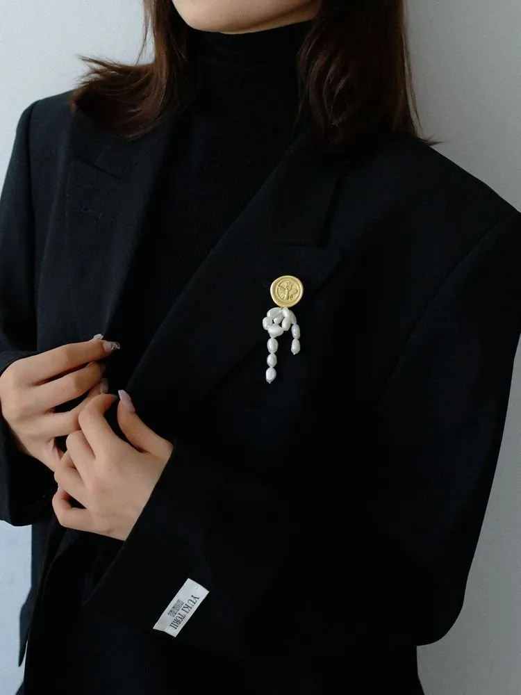 Matte Embossed Bee Badge Brooch