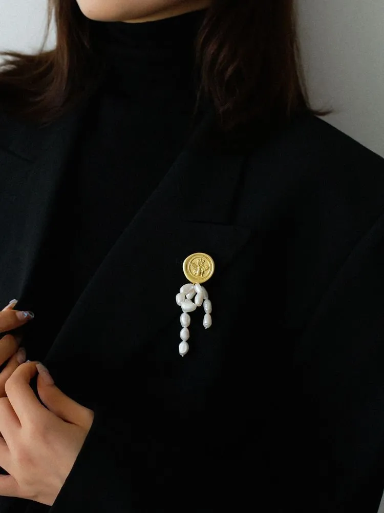 Matte Embossed Bee Badge Brooch