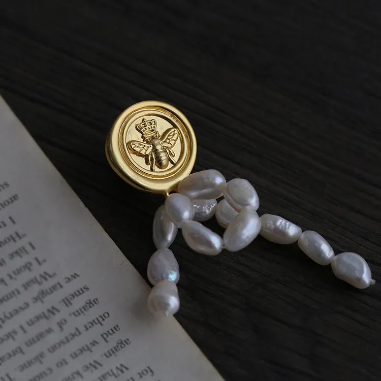 Matte Embossed Bee Badge Brooch