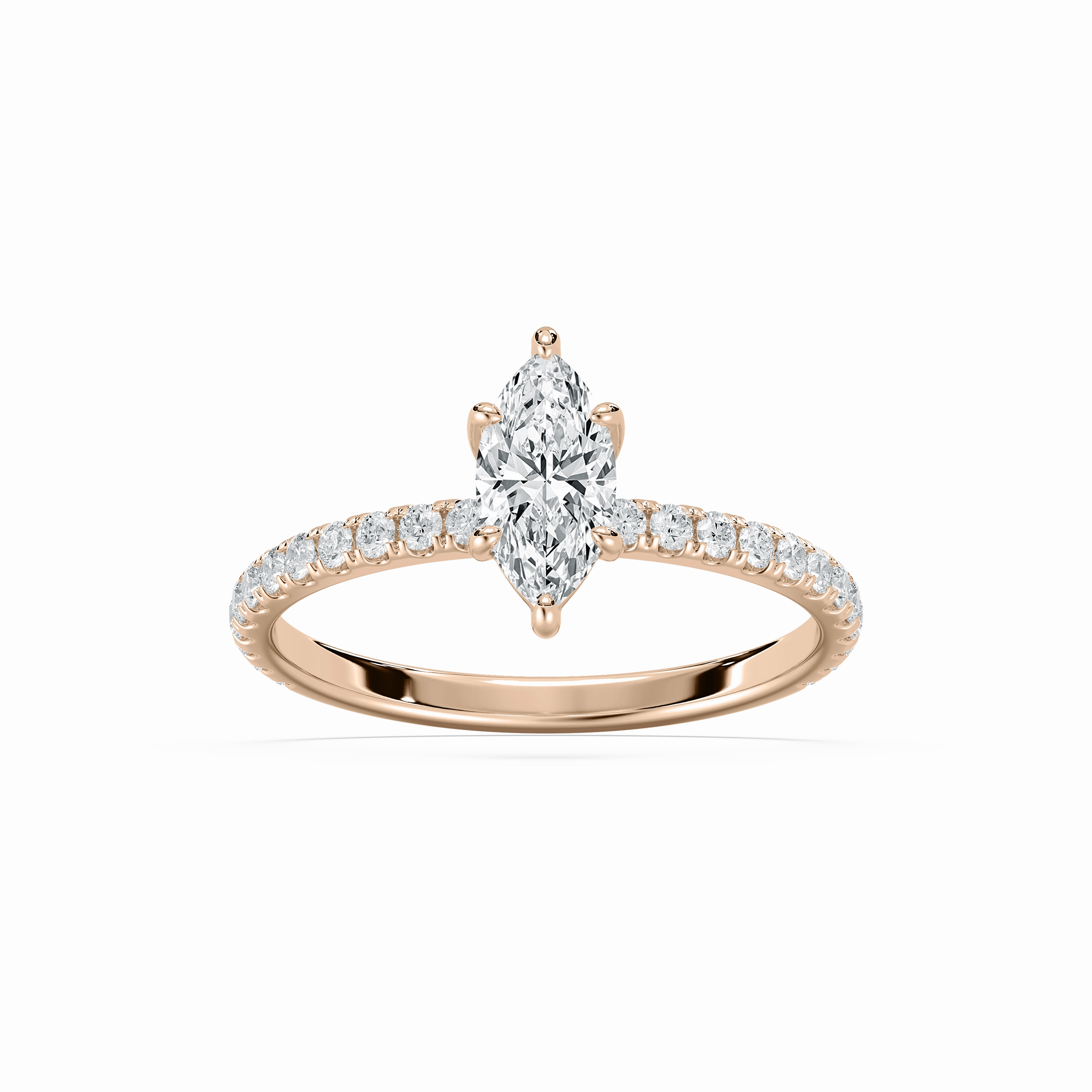Chic Embellishment Maura 1 ctw Marquise Lab Grown Diamond Petite Six Prong Side Stone Engagement Ring
