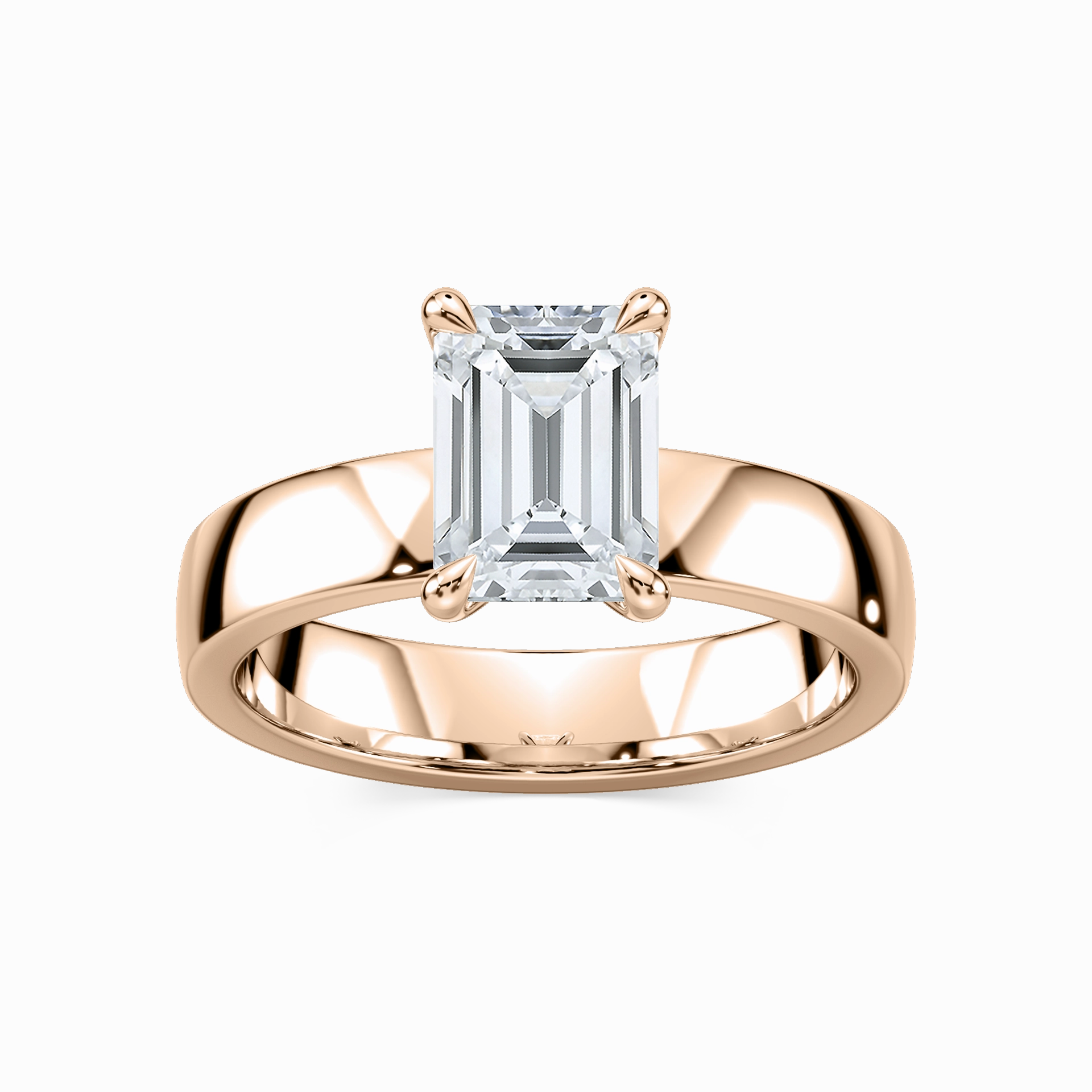 Fresh Detail Glossy Look Maya Oval Lab Grown Diamond 5mm Cigar Band Solitaire Engagement Ring