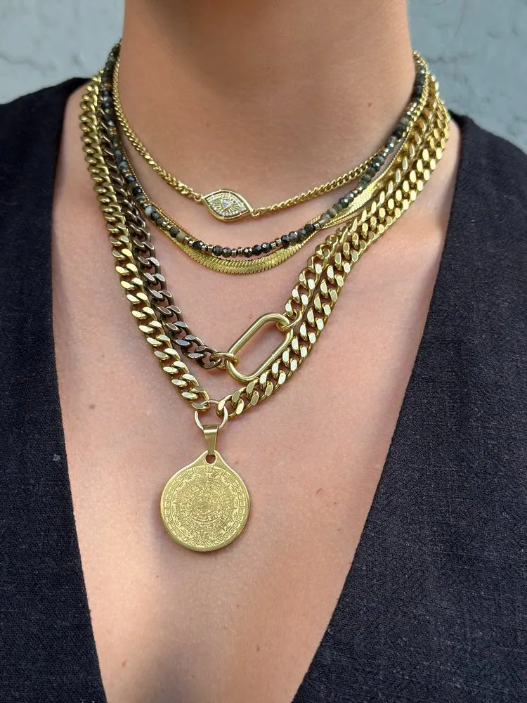 Mayan Calendar Brass Necklace RN-1110