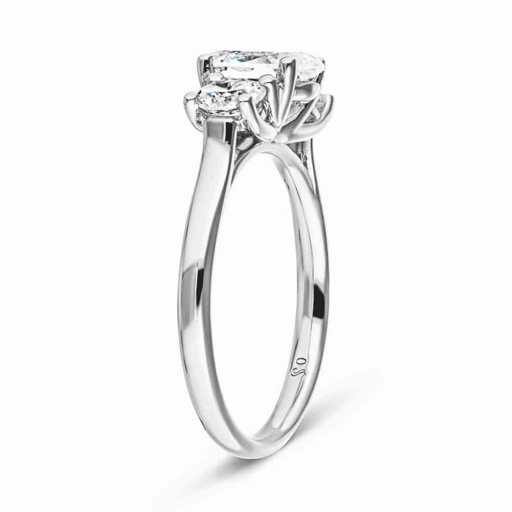 Josie Oval Lab Grown Diamond Trellis Three Stone Engagement Ring Luxury Trinket