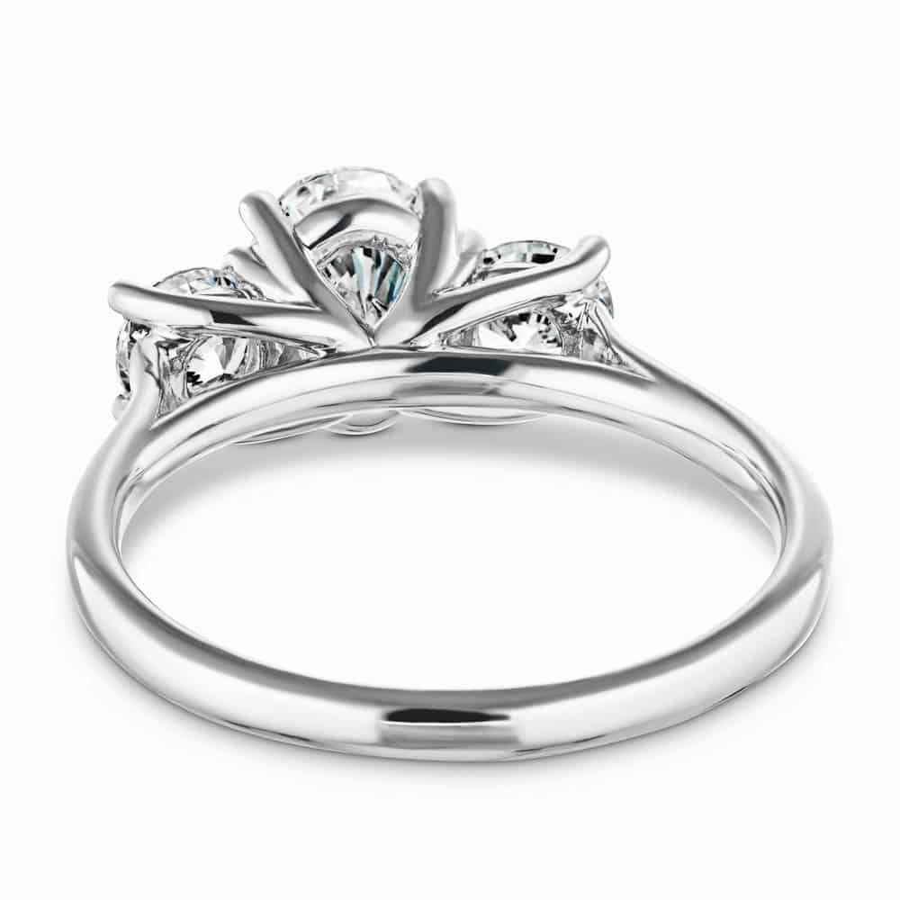 Josie Oval Lab Grown Diamond Trellis Three Stone Engagement Ring Petite Design
