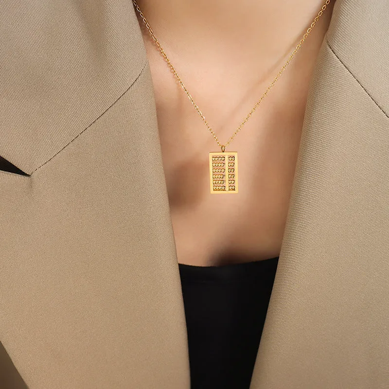 Medieval Inspired Personalized Abacus Pendant Necklace with Collarbone Chain
