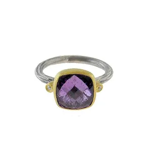 Medium Amethyst Ring With Diamond