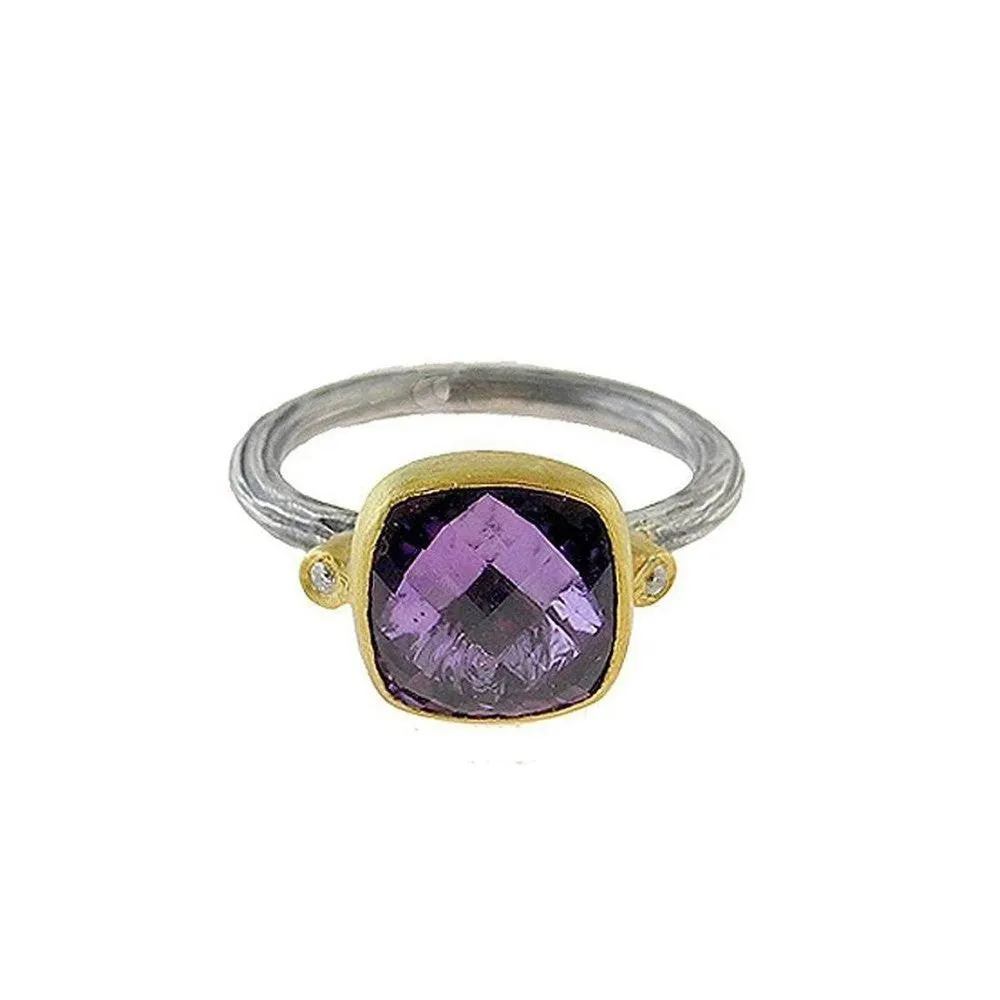 Medium Amethyst Ring With Diamond