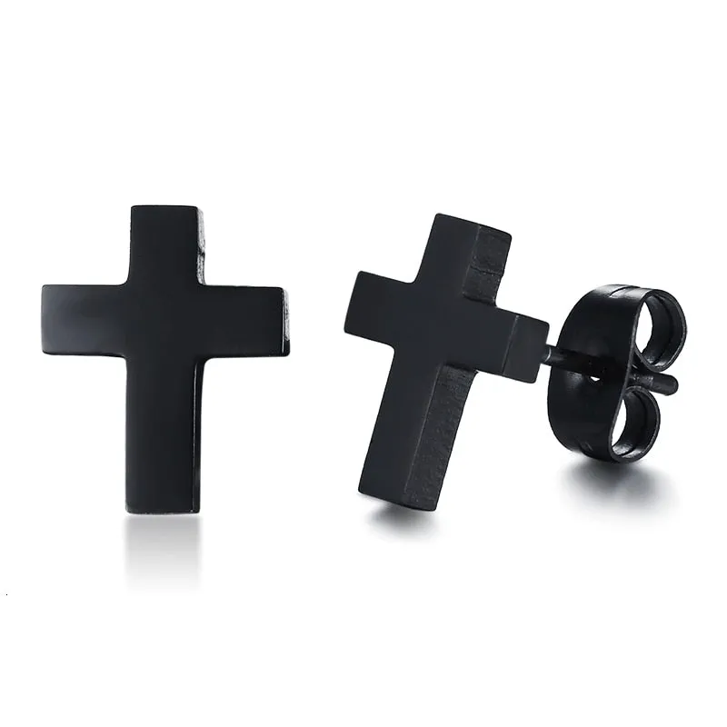 MEN BLACK CROSS DOUBLE BRAIDED LEATHER BRACELET MAGENTIC CLASP