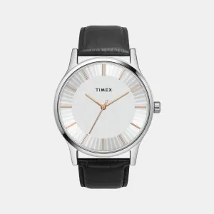 Men Silver Analog Leather Watch TW0TG8301