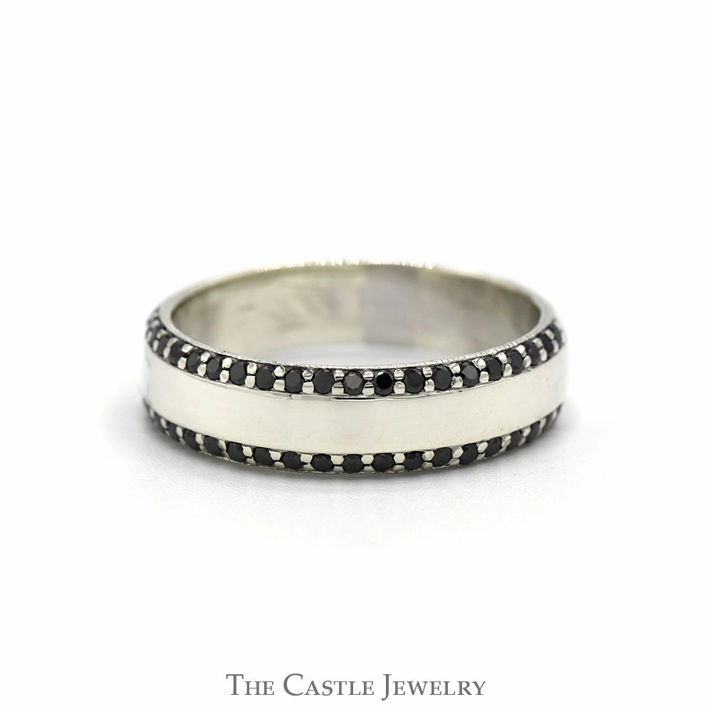 Glam Party Men's Black Diamond Neil Lane Designer Wedding Band in 14k White Gold