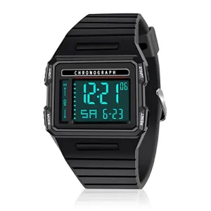 Mens Digital Sports Large Face Military Square Watches