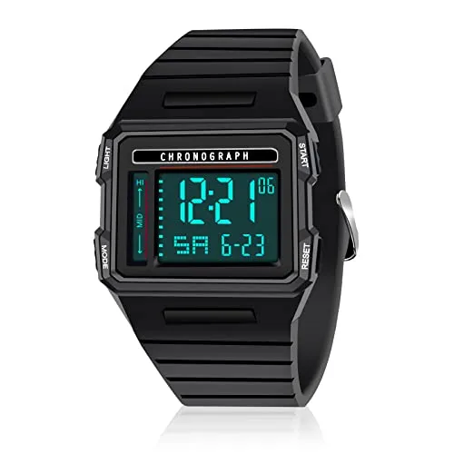 Mens Digital Sports Large Face Military Square Watches