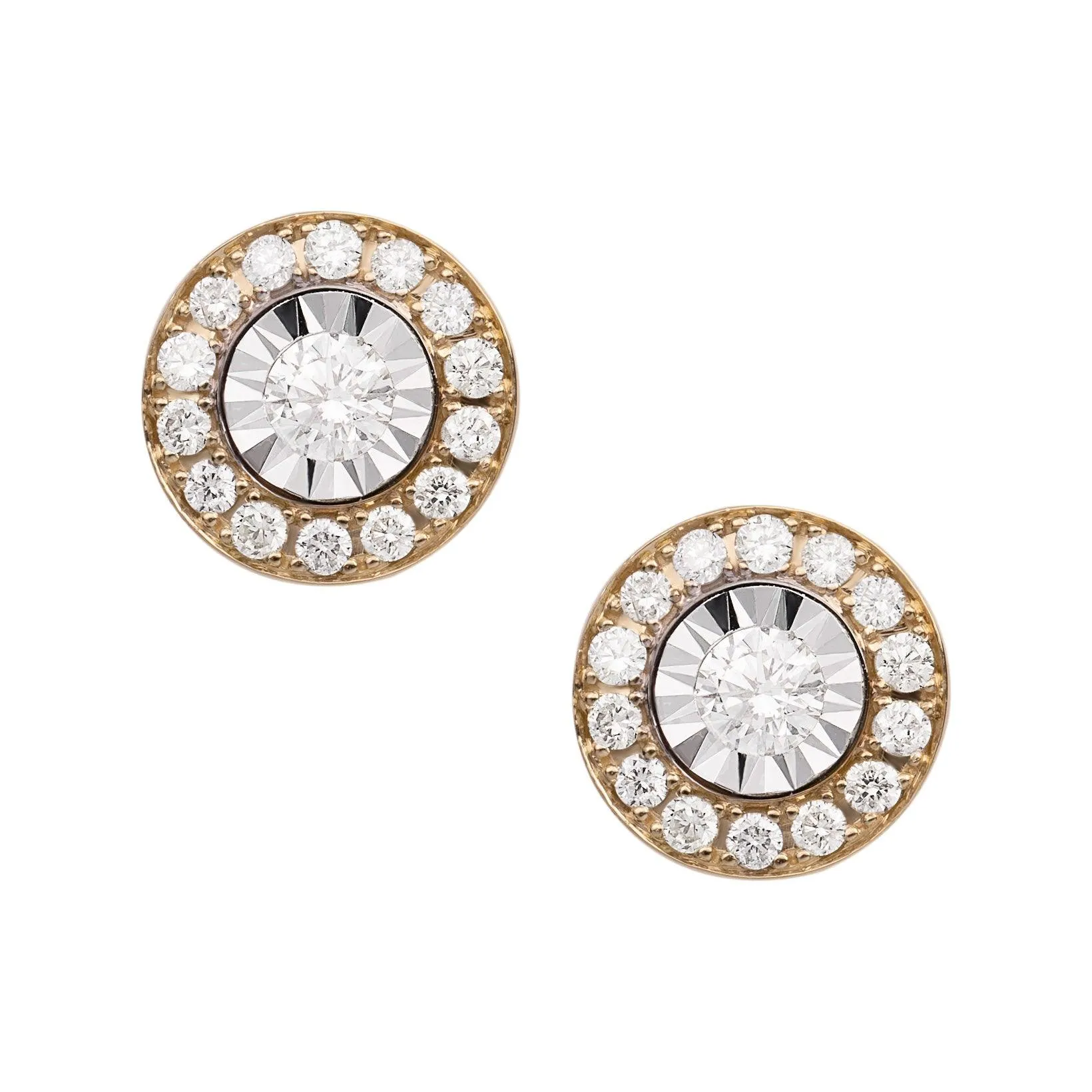 Men's Framed Diamond Stud Earrings 0.61ct 14K Yellow Gold