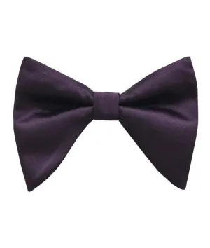 Men's Purple Satin Tear Drop Butterfly Bowtie with Hanky