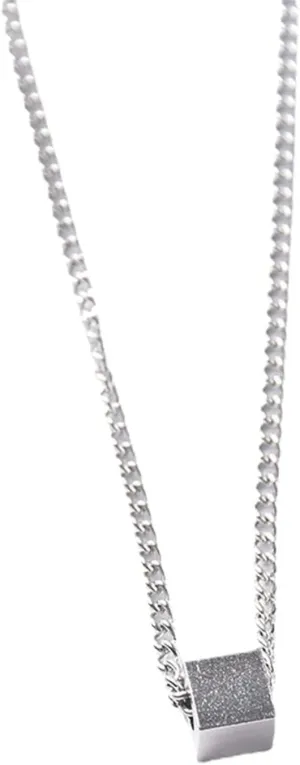 Men's Stainless Steel Pendant Necklaces Square Cube Sweater Chain Minimalist Couple Necklace