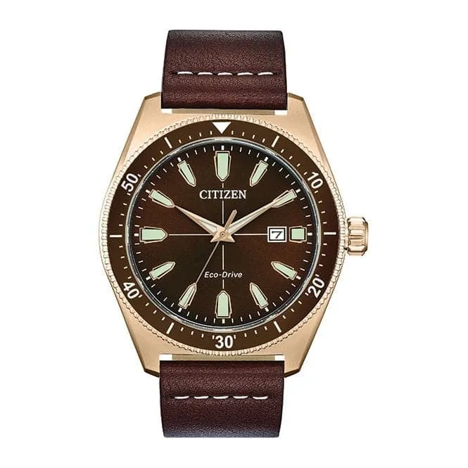 Mens Strap Dress Stainless Steel Rose Gold Watch AW1593-06X