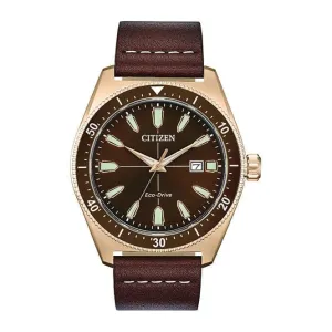 Mens Strap Dress Stainless Steel Rose Gold Watch AW1593-06X