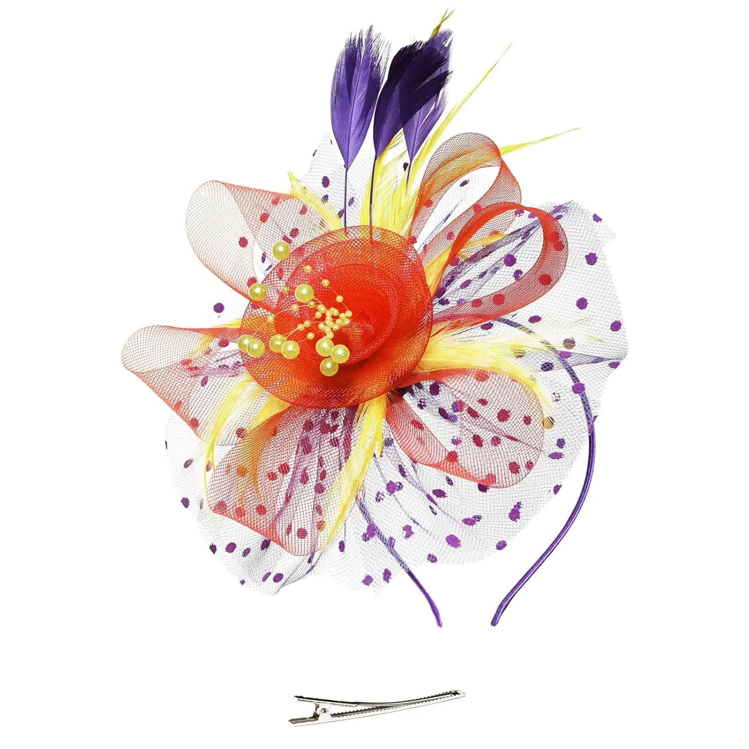 Mesh Feathers Hair Clip Tea Party ladies Hat For Women Wedding Flower Cocktail Hairwear hairbands Headband makeup hairband