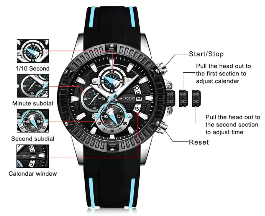 MFPro™ Men's Blue Casual Sports Quartz Waterproof Wrist Watch