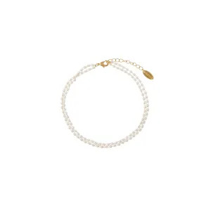 Micro Pearl Double Chain Anklet - Pearl