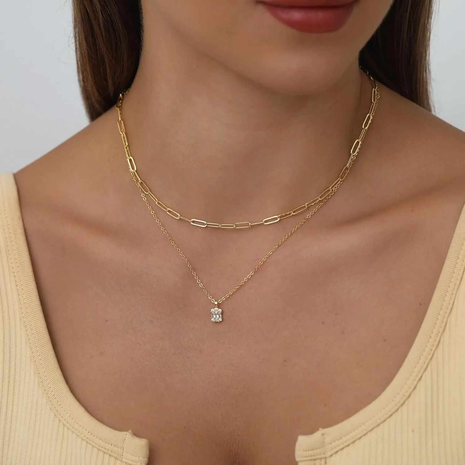MIDEEO CZ Diamond Gold Necklace for Women Dainty Gold Layered Sliver Necklaces 14k Gold Plated Diamond Pearl Pendant Necklaces Heart CZ Cross Choker Necklaces for Women Simple Cubic Zirconia Necklace Trendy Jewelry Gifts
