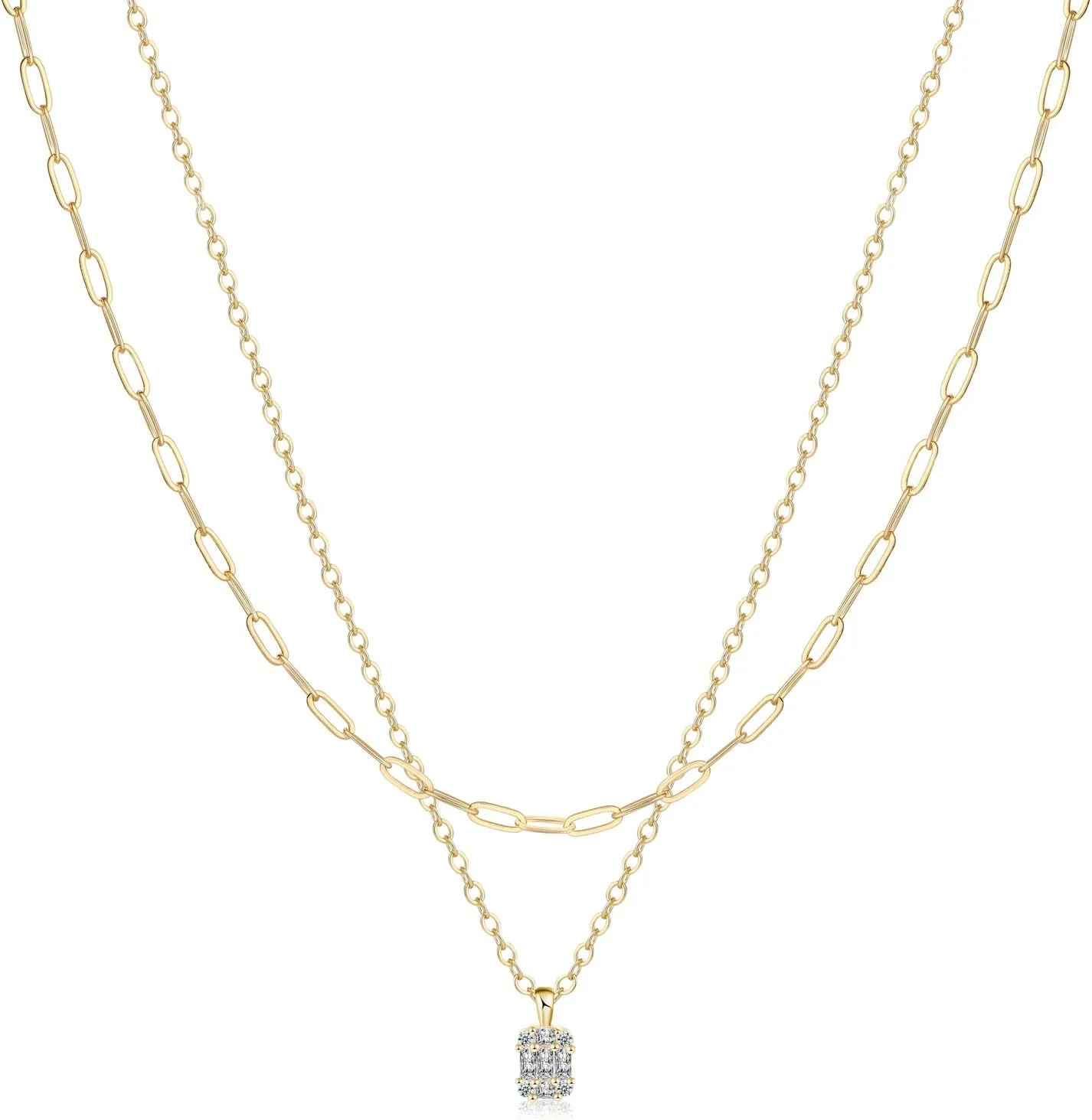 MIDEEO CZ Diamond Gold Necklace for Women Dainty Gold Layered Sliver Necklaces 14k Gold Plated Diamond Pearl Pendant Necklaces Heart CZ Cross Choker Necklaces for Women Simple Cubic Zirconia Necklace Trendy Jewelry Gifts