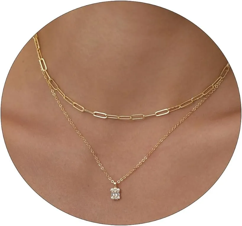MIDEEO CZ Diamond Gold Necklace for Women Dainty Gold Layered Sliver Necklaces 14k Gold Plated Diamond Pearl Pendant Necklaces Heart CZ Cross Choker Necklaces for Women Simple Cubic Zirconia Necklace Trendy Jewelry Gifts
