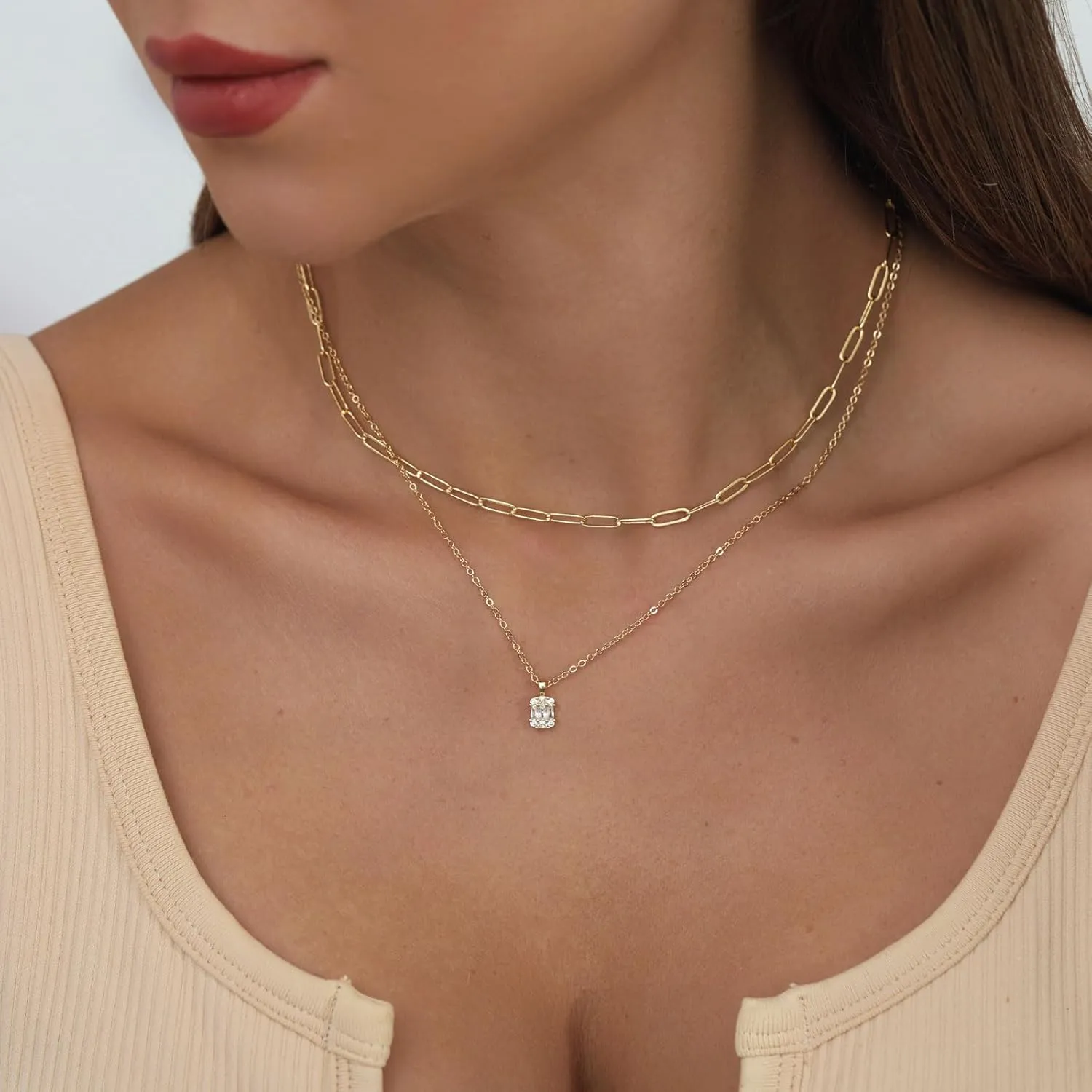 MIDEEO CZ Diamond Gold Necklace for Women Dainty Gold Layered Sliver Necklaces 14k Gold Plated Diamond Pearl Pendant Necklaces Heart CZ Cross Choker Necklaces for Women Simple Cubic Zirconia Necklace Trendy Jewelry Gifts