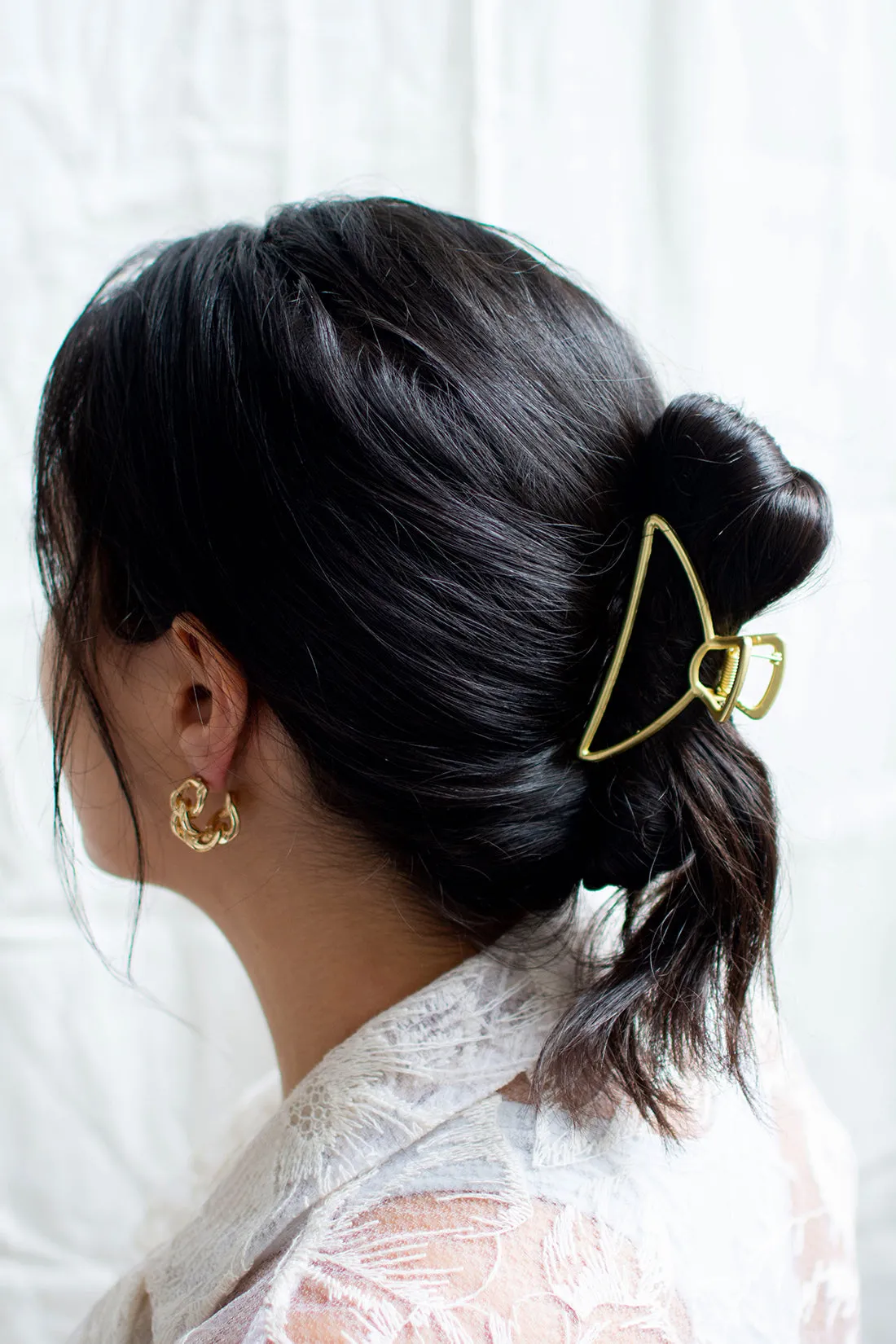 Mighty Moon Metal Hair Claw Clip - Matte Gold