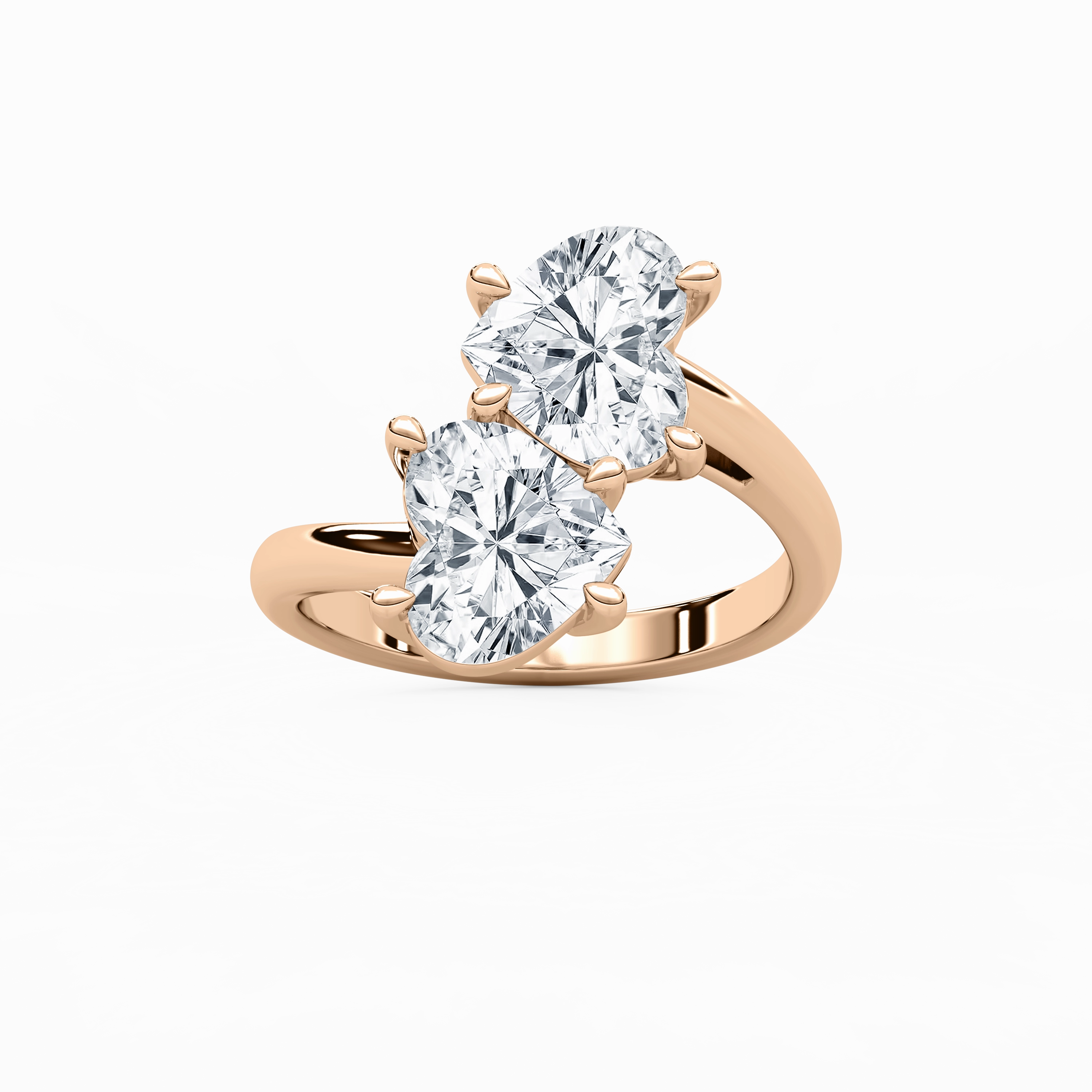 Milani 4 ctw Heart Lab Grown Diamond Toi et Moi Bypass Solitaire Engagement Ring Stylish Trinket