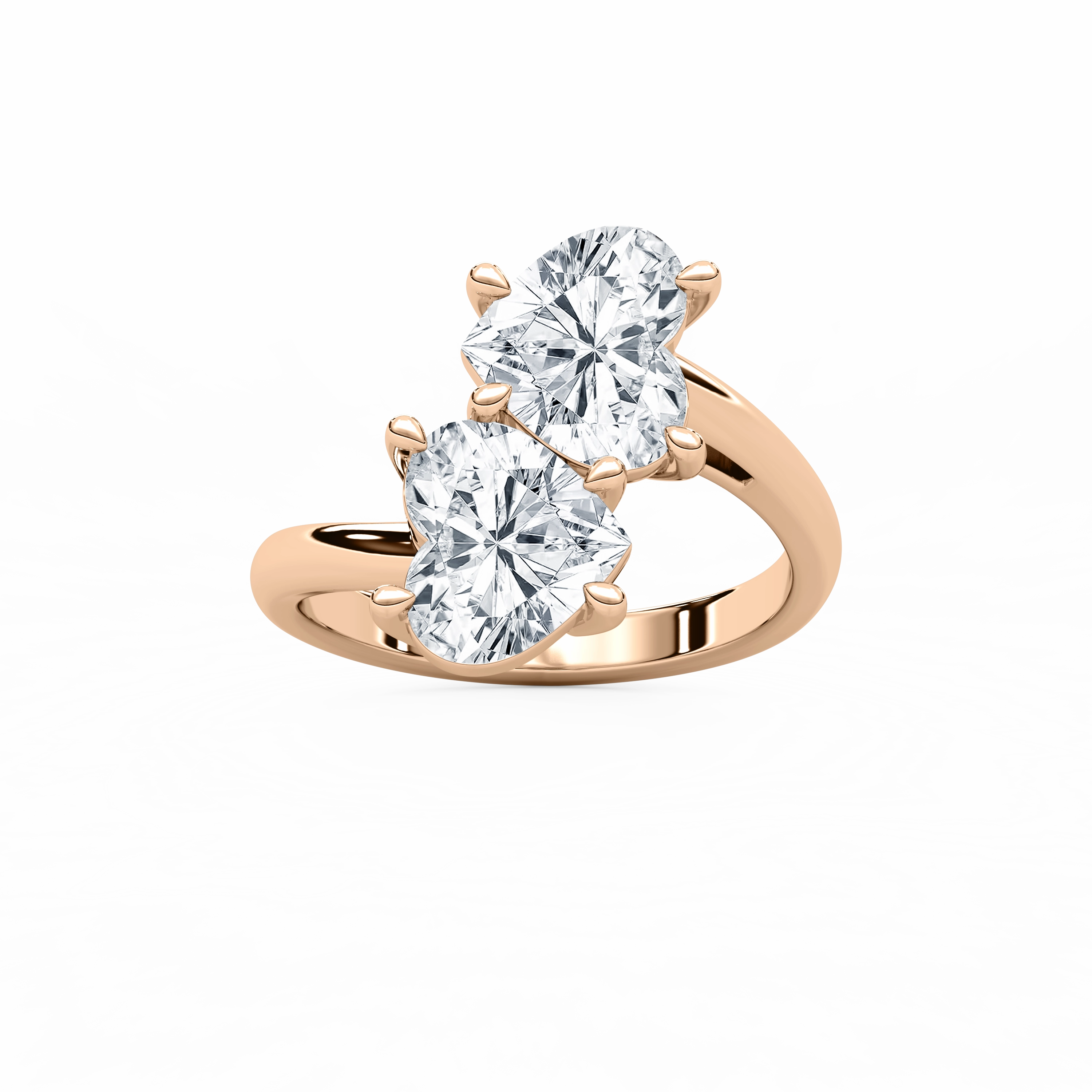 Strong Symbol Milani 4 ctw Heart Lab Grown Diamond Toi et Moi Bypass Solitaire Engagement Ring