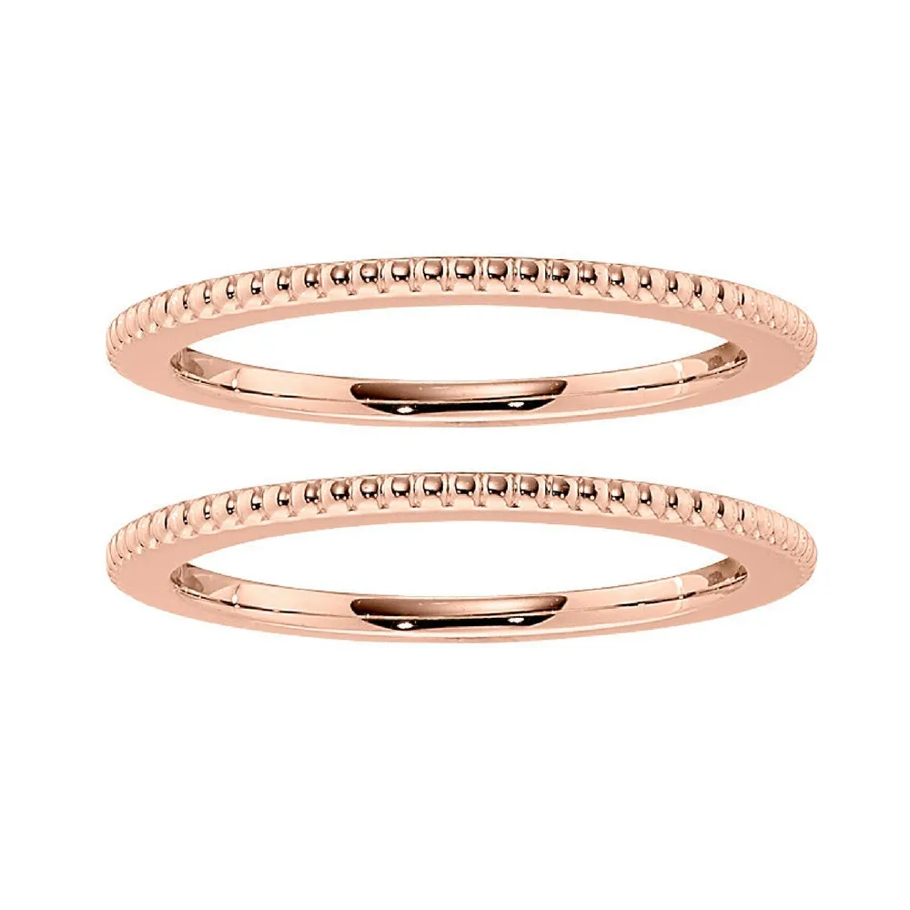 Milgrain Gold Ring Guards Insert Wedding Bands 1.1MM