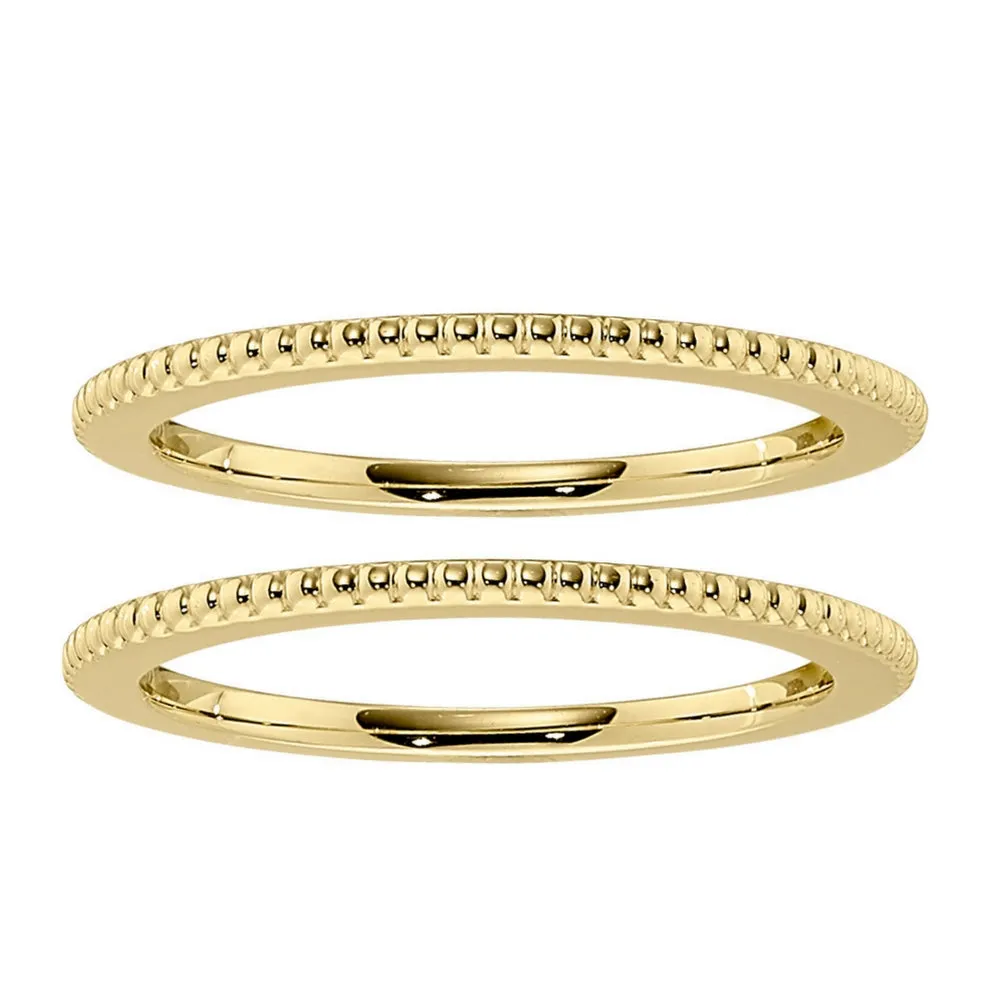 Milgrain Gold Ring Guards Insert Wedding Bands 1.1MM