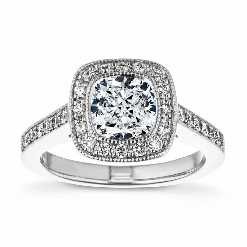 Tiffany Cushion Lab Grown Diamond Luxury Antique Vintage Halo Engagement Ring Classic Detail Office Present