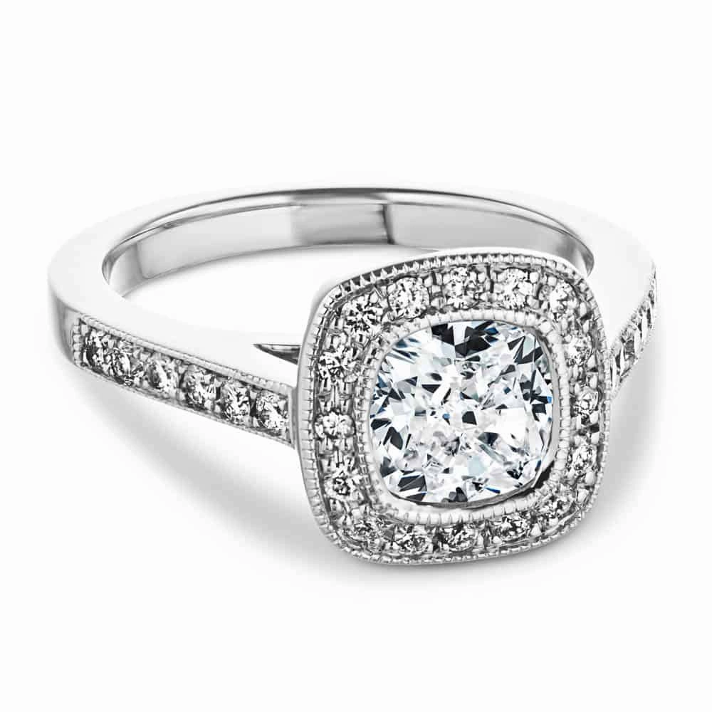 Tiffany Cushion Lab Grown Diamond Luxury Antique Vintage Halo Engagement Ring Budget Symbol