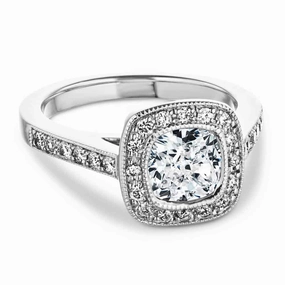 Tiffany Cushion Lab Grown Diamond Luxury Antique Vintage Halo Engagement Ring Budget Symbol