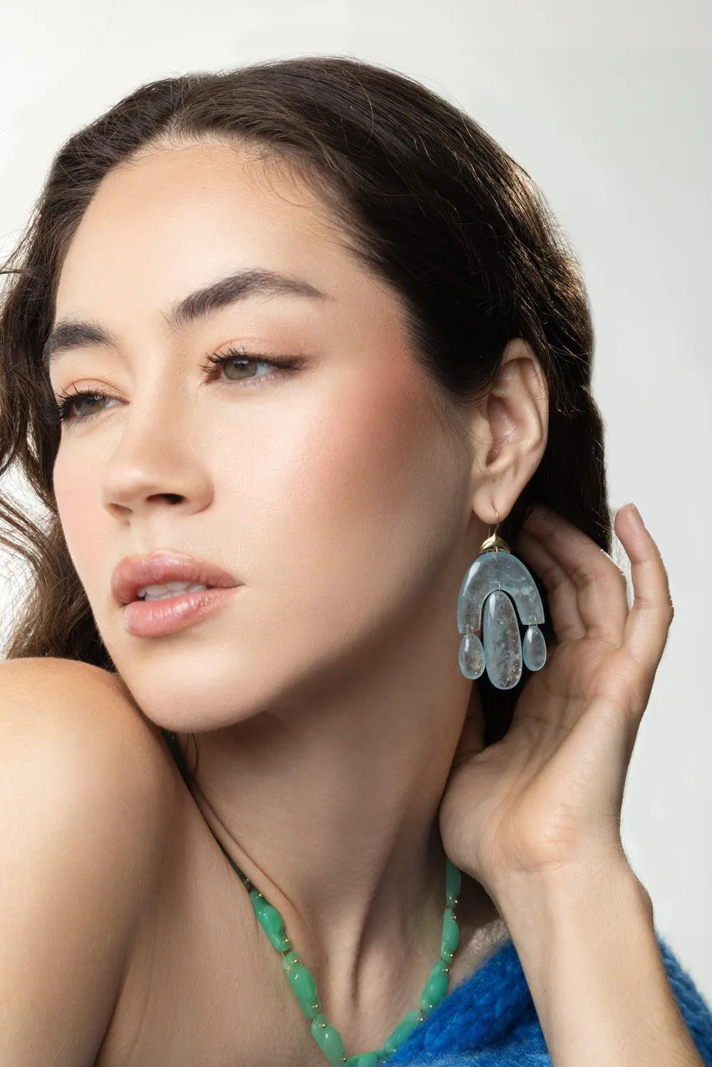 Mini Aquamarine Chandelier Earrings