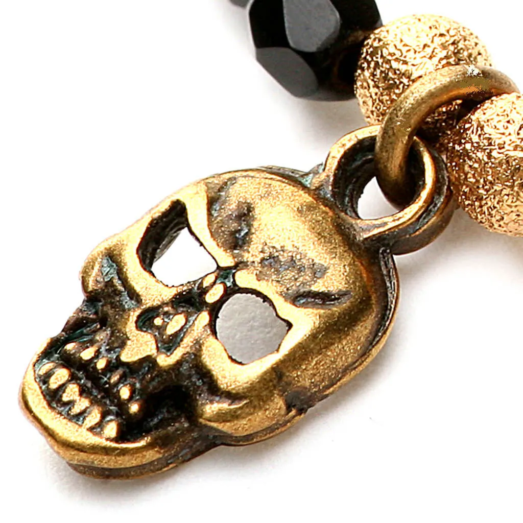 Mini Skull Charm Faceted Glass Bead Bracelet