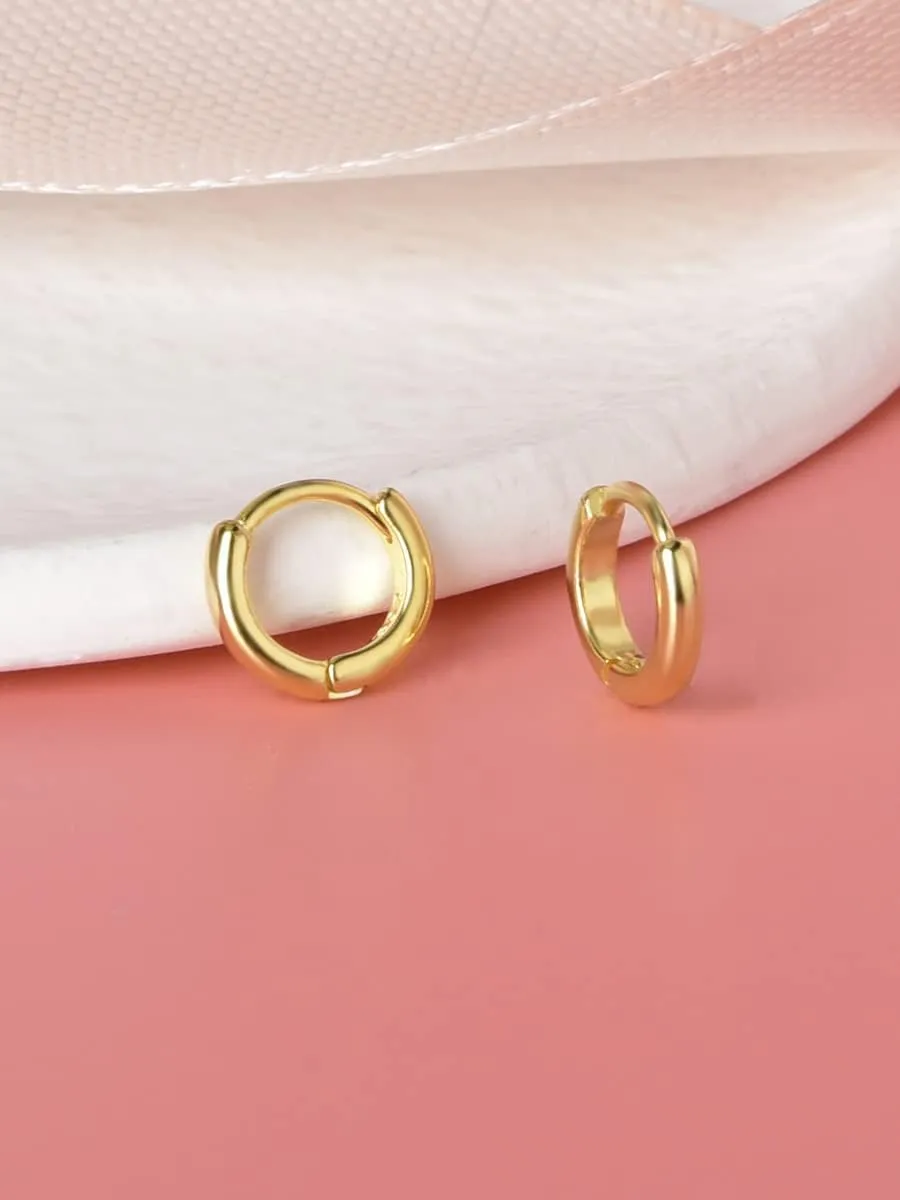 Mini Tiny Huggie Hoop Earrings Top Upper Ear Cartilage Forward Helix Cuff Plain Simple 925 Sterling Silver Gold 9mm 8mm 7mm 6mm 5mm Hoop Earrings