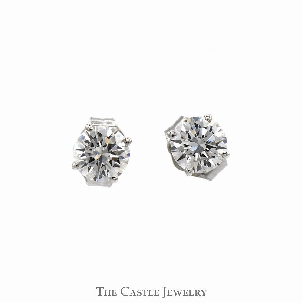 Beautiful Selection Oversized Embellishment 3/4cttw Round Lab Grown Diamond Stud Earrings in 14k White Gold Butterfly Pushbacks