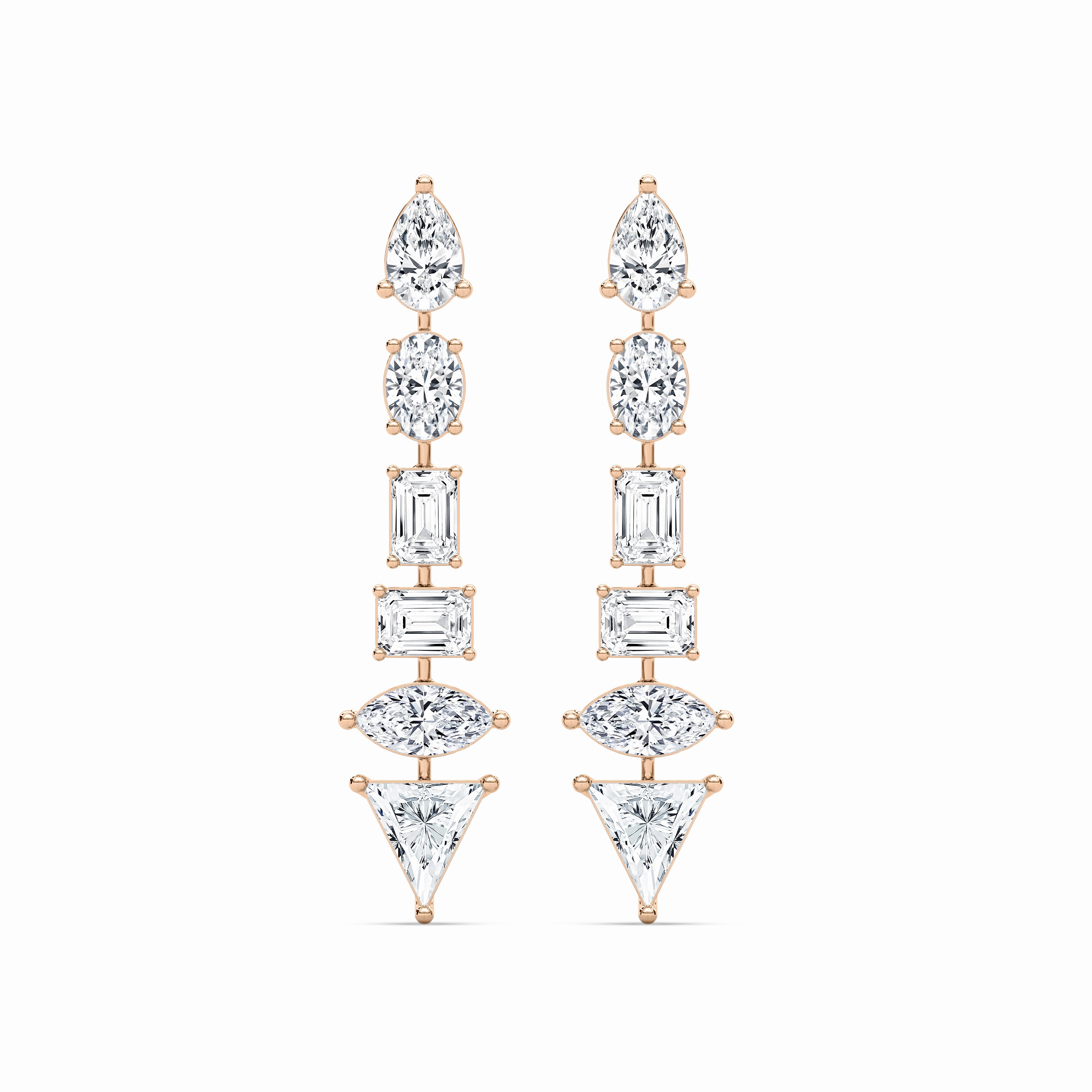 Radiant Finish 7 ctw Multi Shape Lab Grown Diamond Trillion Point Dangle Earrings
