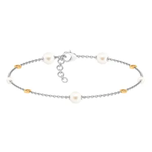 Minimal Round Freshwater Pearl Station Chain Bracelet