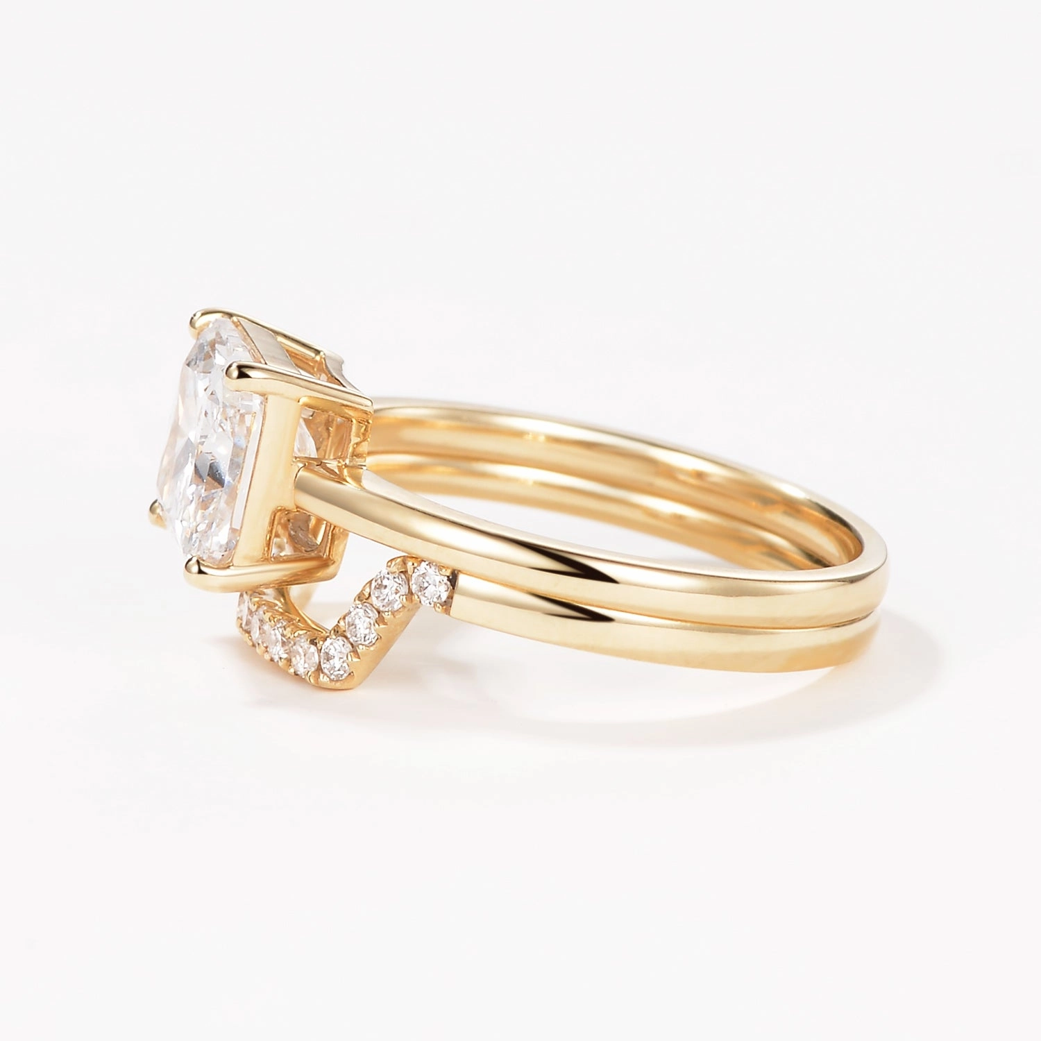 3.0ct Radiant Cut Moissanite Solitaire Ring Set 2pcs Minimal Radiance